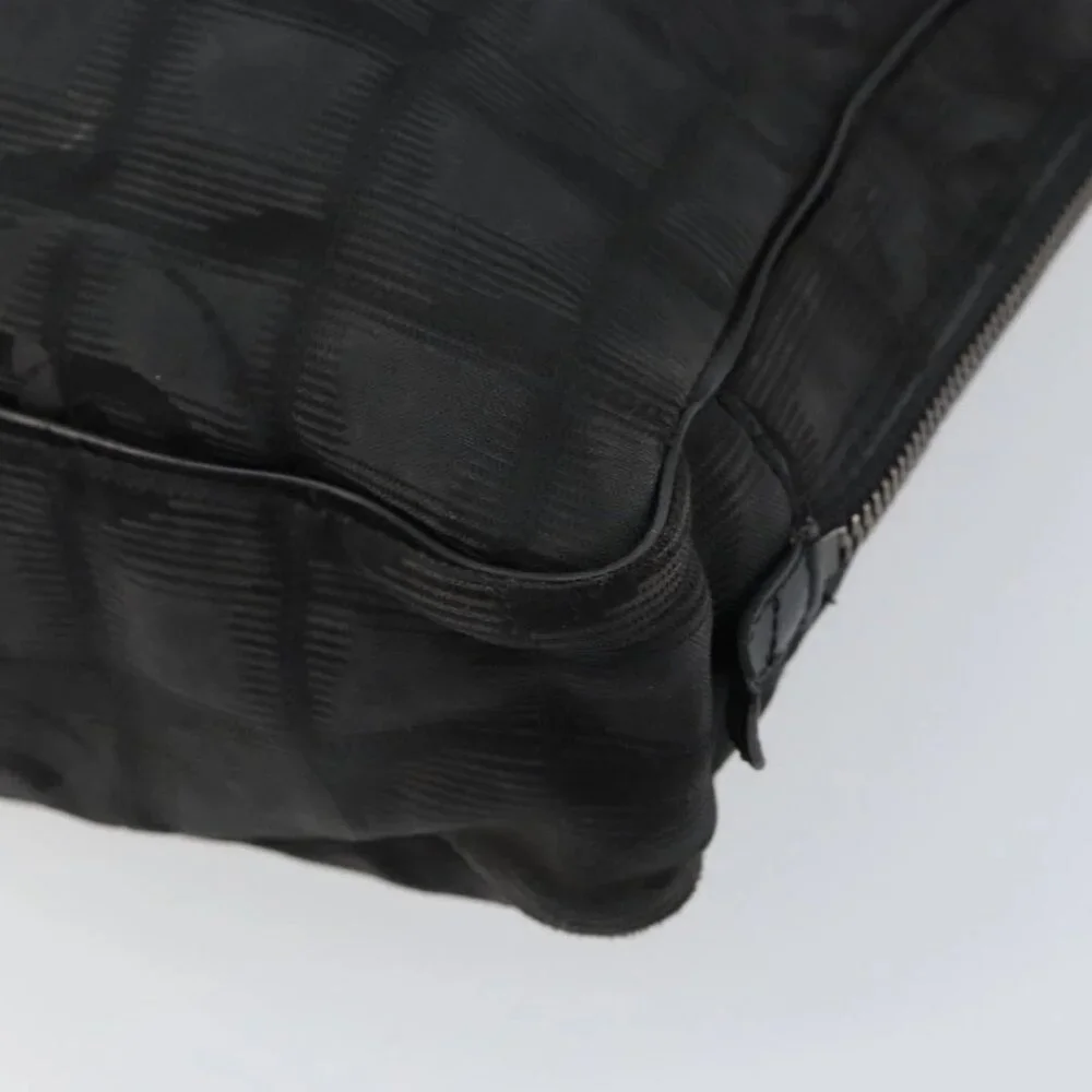 CHANEL New Travel Line Briefcase Nylon Black Silver